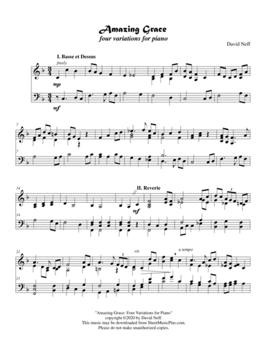 Amazing Grace: four variations for piano