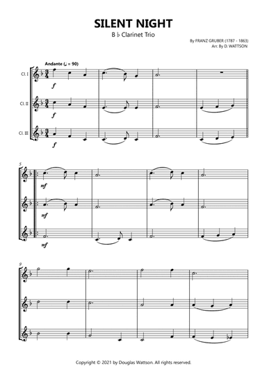 Silent Night clarinet trio (arr. Douglas Wattson)