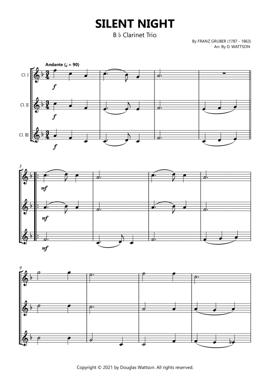 Silent Night clarinet trio (arr. Douglas Wattson)