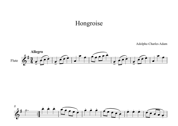 Hongroise - Adolphe-Charles Adam (Flute) (arr. Digital Book Music)