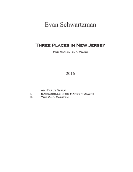Three Places in New Jersey for Violin and Piano
