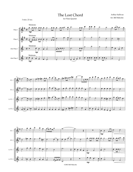 The Lost Chord for flute quartet (arr. All Malcolm)