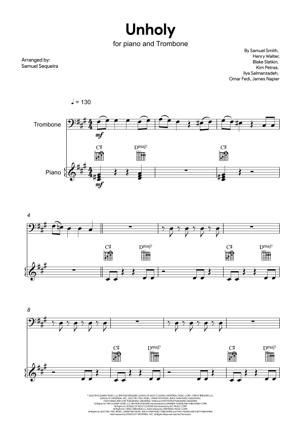 Unholy (arr. Samuel Sequeira)