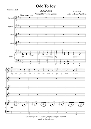 Ode To Joy (arr. Thomas Quigley)