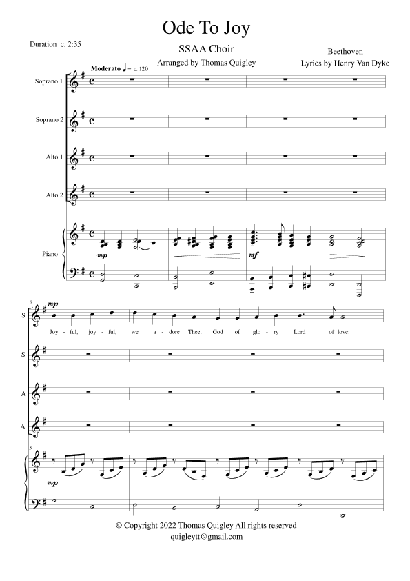 Ode To Joy (arr. Thomas Quigley)