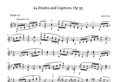 DONT 24 Etudes and Caprices Op35, for Violin No 12 (arr. String Masters)