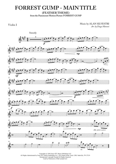 Forrest Gump - Main Title (Feather Theme)  from the Paramount Motion Picture FORREST GUMP (arr. Diego Marani)