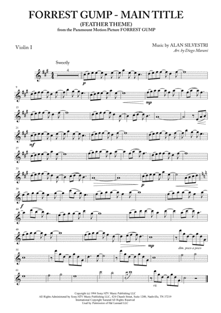 Forrest Gump - Main Title (Feather Theme)  from the Paramount Motion Picture FORREST GUMP (arr. Diego Marani)