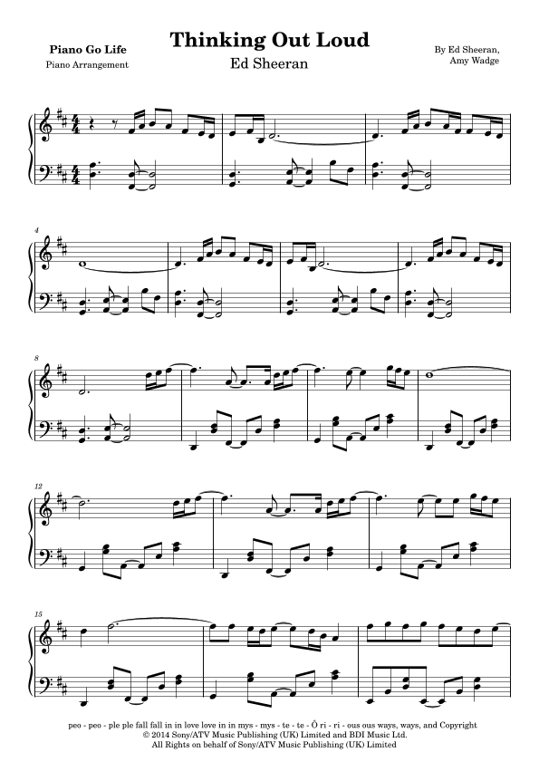 Thinking Out Loud (arr. Piano Go Life)