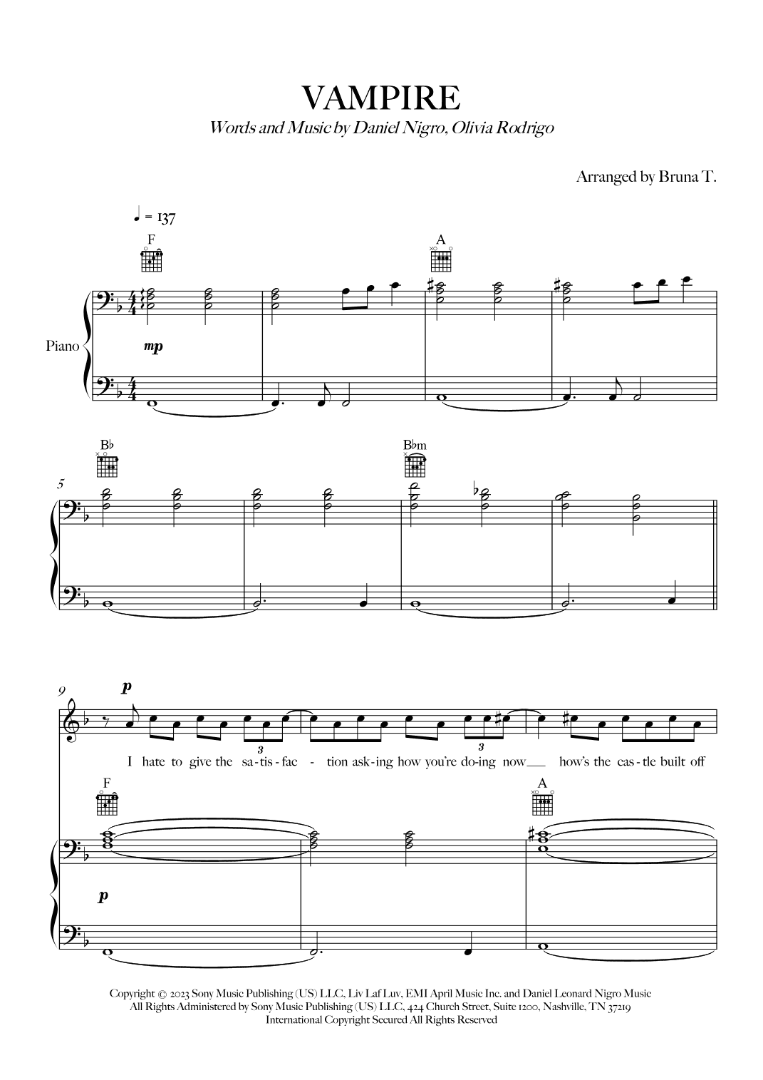 Vampire (arr. Bruna T.)