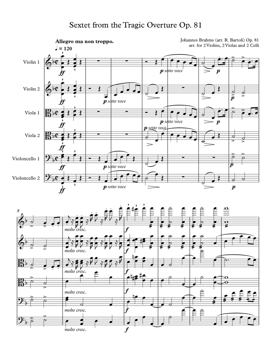 Brahms Tragic Overture (arr. Russ Bartoli)