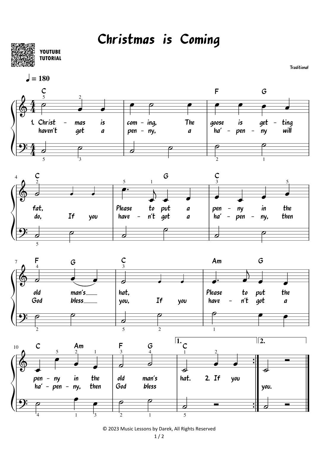 Christmas is Coming - Christmas Carol [EASY PIANO] (arr. Darek)