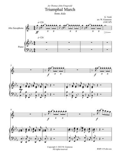 Verdi - Triumphal March from Aida (for alto sax with piano accompaniment) (arr. William Giannone)