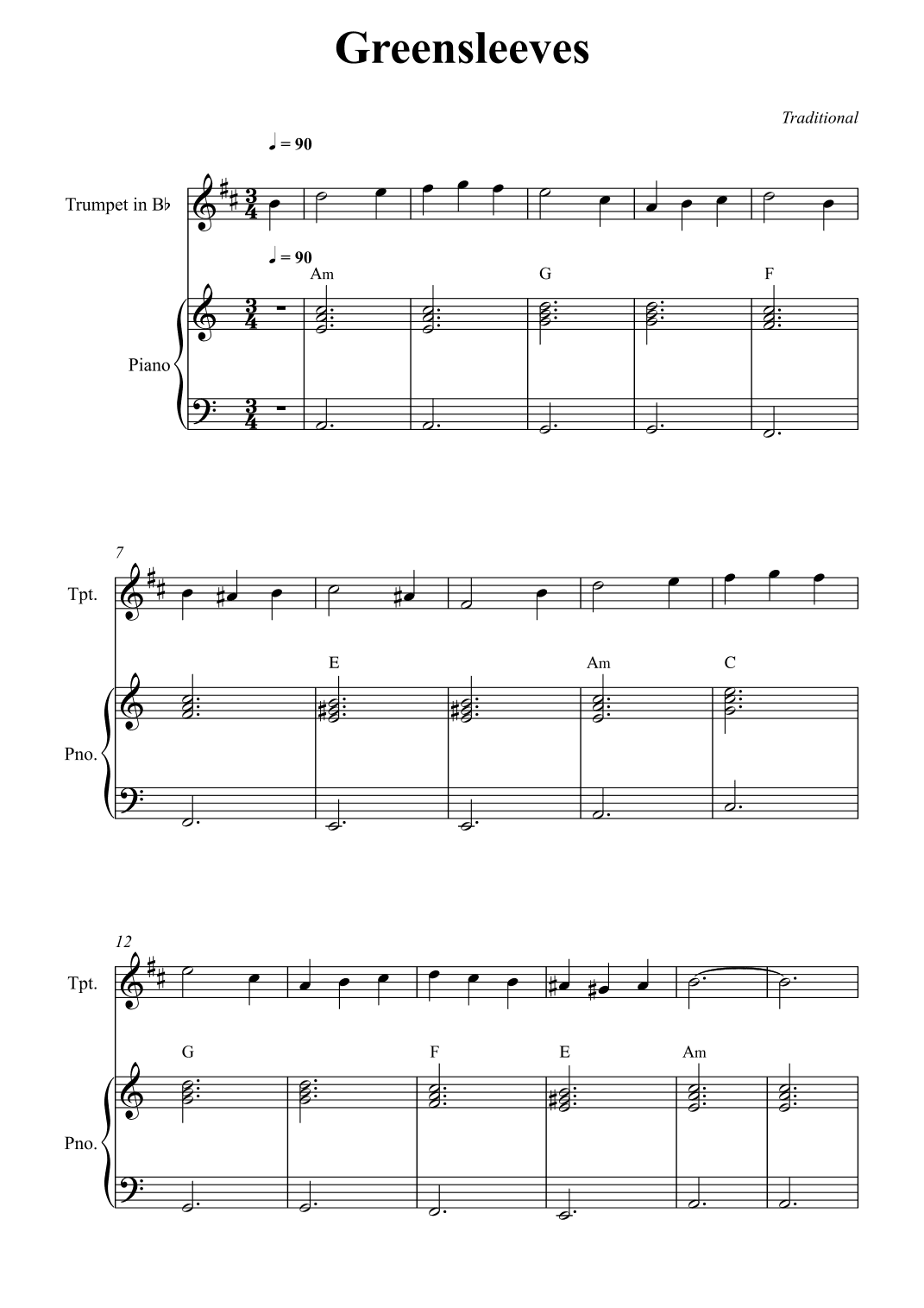 Greensleeves (arr. Wesley S. SIlva)