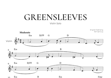 Greensleeves (Violin Solo) - English Folk Song (arr. Pedro Merendi)