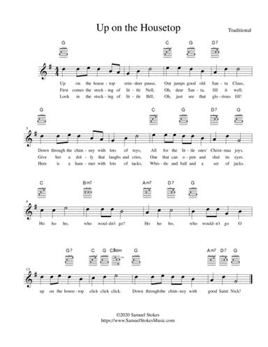 Up on the Housetop - lead sheet in G major (arr. Samuel Stokes)