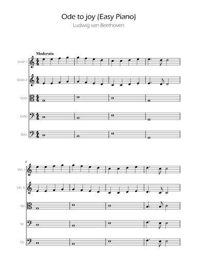 Ode To Joy - Easy String Quintet (arr. Ygor Nunes)