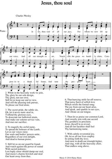 Jesus, thou soul. A new tune to a wonderful Wesley hymn.