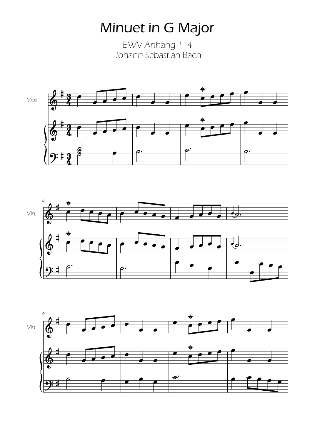 Minuet in G major BWV Anh. 114 - Bach - Violin (arr. Ygor Nunes)