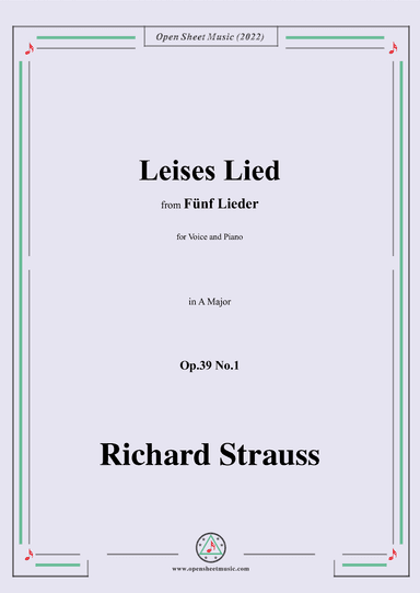 Richard Strauss-Leises Lied,in A Major (arr. OSM Press)