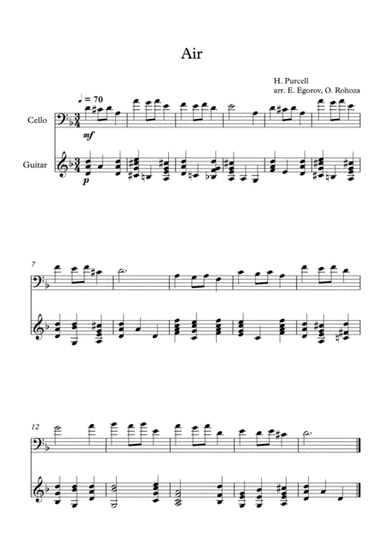 Air, Henry Purcell, For Cello & Guitar