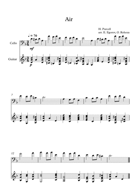 Air, Henry Purcell, For Cello & Guitar