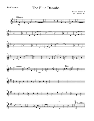 The Blue Danube for clarinet (easy) (arr. Daniel C. M.)