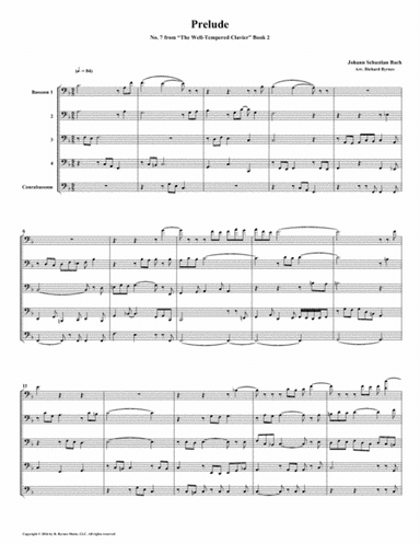 Prelude 07 from Well-Tempered Clavier, Book 2 (Bassoon Quintet) (arr. Richard Byrnes)