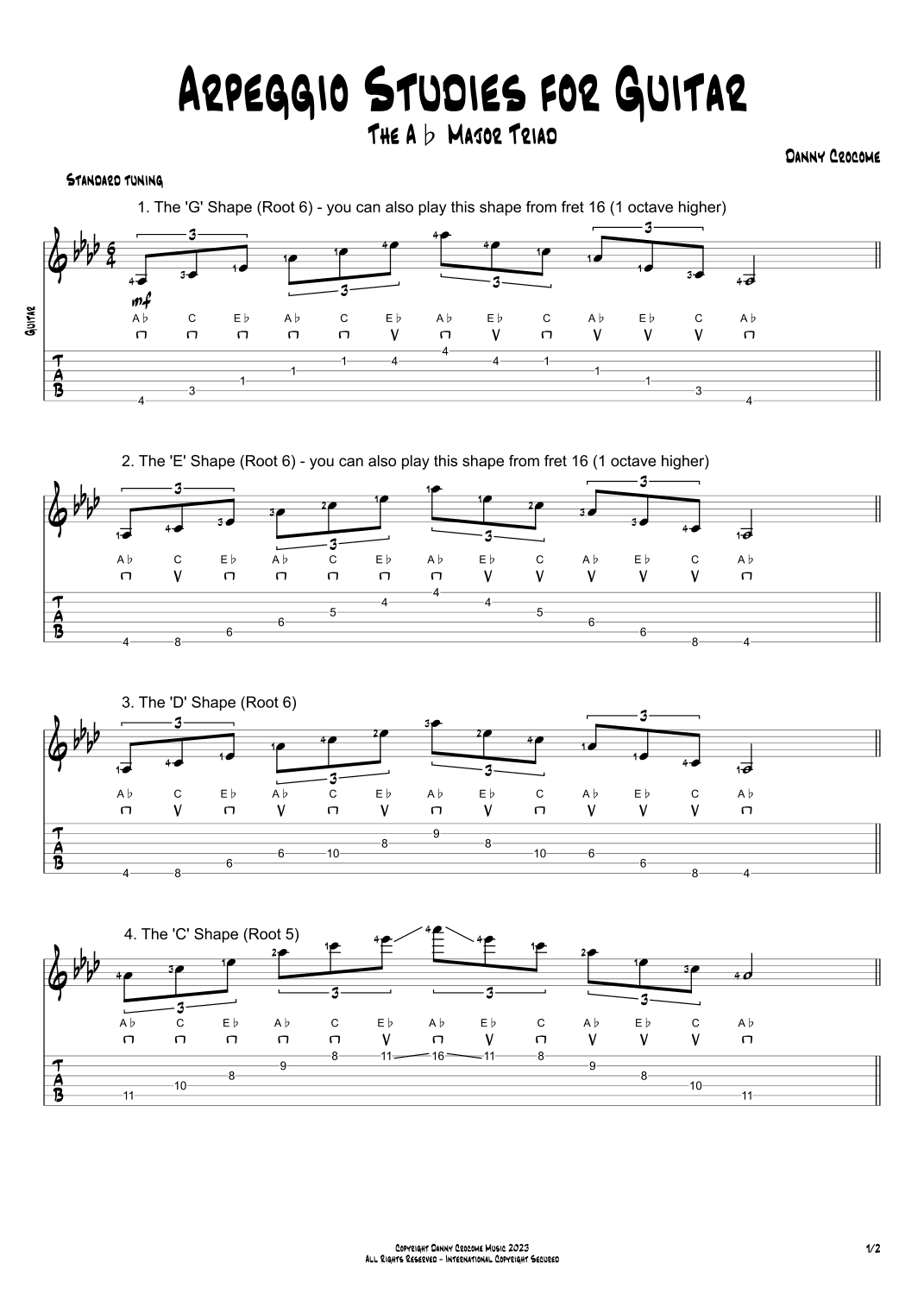Arpeggio Studies for Guitar - The Ab Major Triad