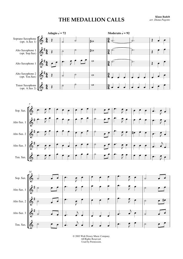 The Medallion Calls (arr. Diana Pagotto)