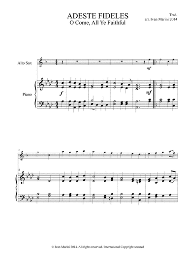 ADESTE FIDELES - O COME, ALL YE FAITHFUL - for Alto Sax and Piano (arr. Ivan Marini)