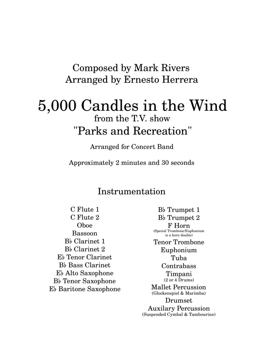 5,000 Candles In The Wind (arr. Ernesto Herrera)