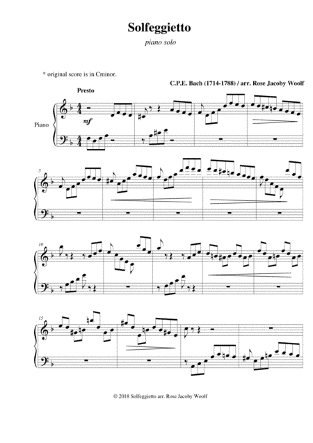 Solfeggietto (C.P.E. Bach) - piano solo