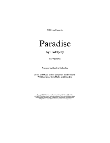 Paradise (arr. Caroline McCaskey)
