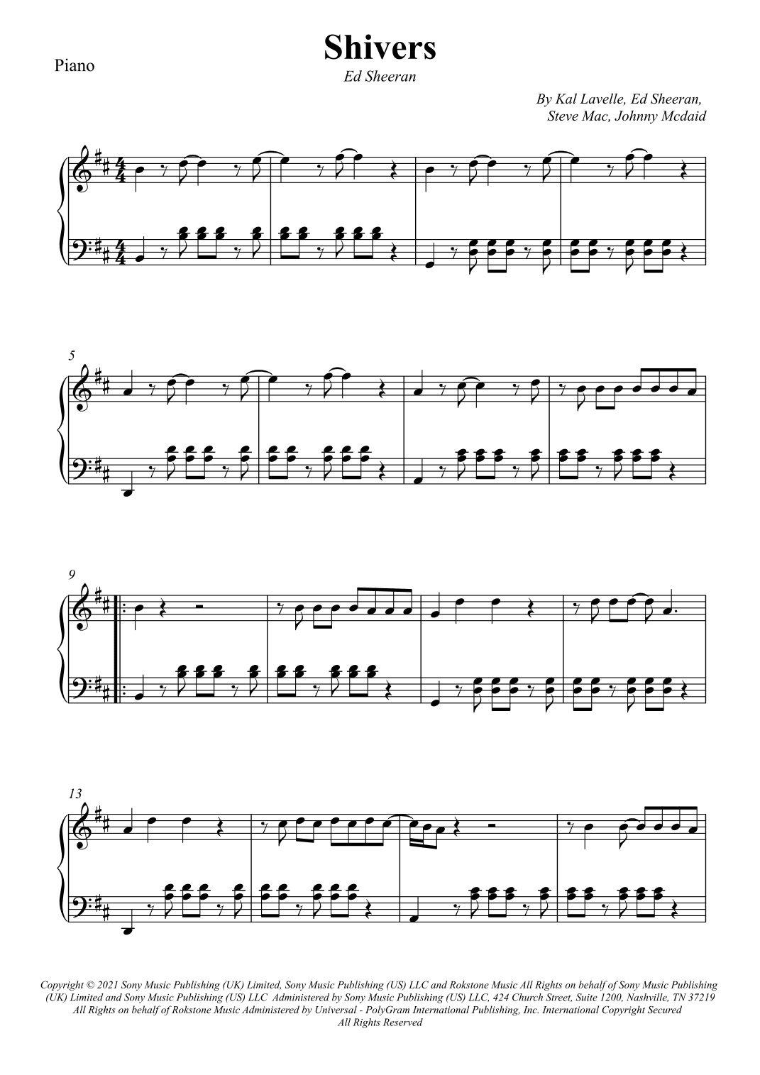 Shivers (arr. Wesley S. SIlva)