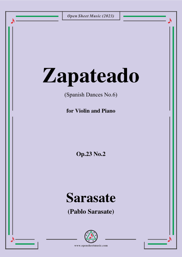 Sarasate-Zapateado(Spanish Dances No.6),Op.23 No.2,for Violin&Pno (arr. OSM Press)