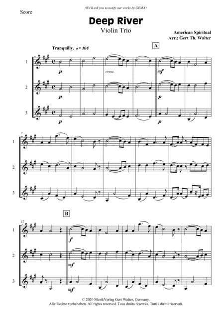 Deep River (arr. Gert Th. Walter)