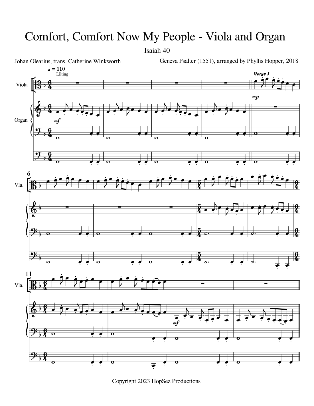 Comfort, Comfort Now My People (arr. Phyllis Hopper)