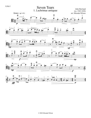 John Dowland, Lacrimae Antiquae from "Seven Tears" for 5 Cellos (arr. Miranda Wilson)