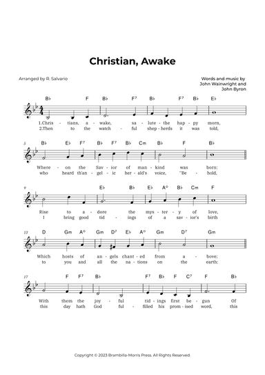 Christians, Awake (Key of B-Flat Major) (arr. R. Salvario)
