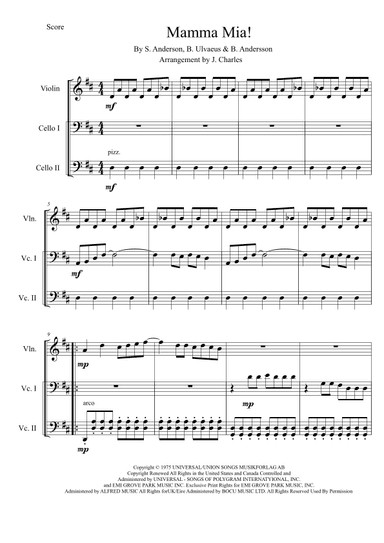 Mamma Mia - Score Only (arr. J Charles)