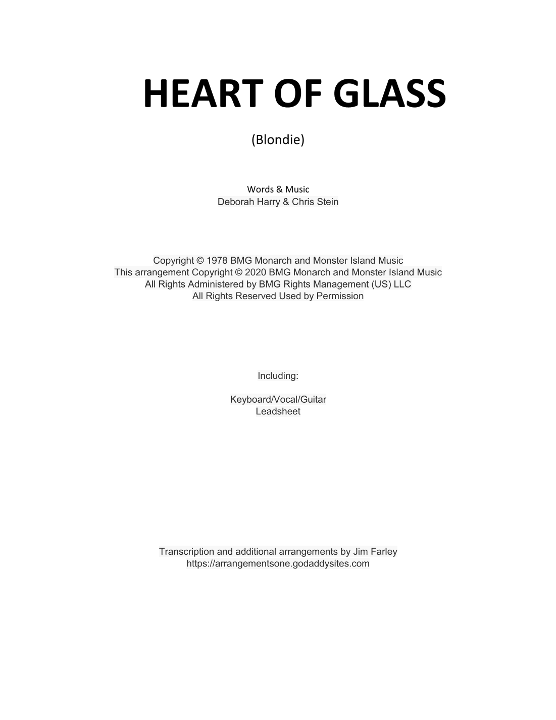 Heart Of Glass (arr. Jim Farley)
