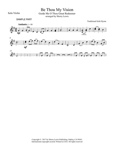 BE THOU MY VISION, A Traditional Irish Hymn, Solo Violin (arr. Sherry Lewis)