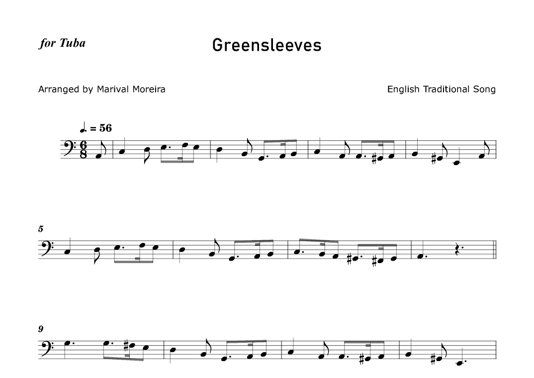 Greensleeves - Tuba solo (arr. Marival Moreira)