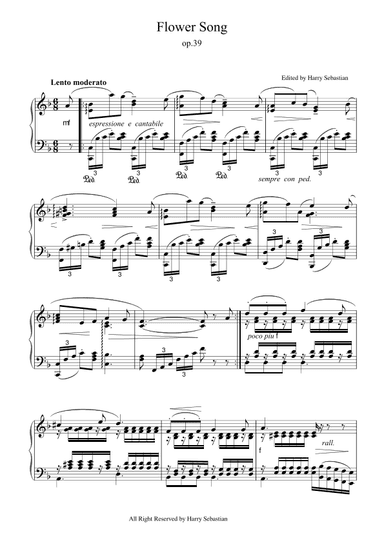 Gustav Lange- Blumenlied op.39 ( Flower Song) (arr. Harry Sebastian)