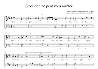 Quoi rien ne peut vous arrêter (arr. Early Music Scores)