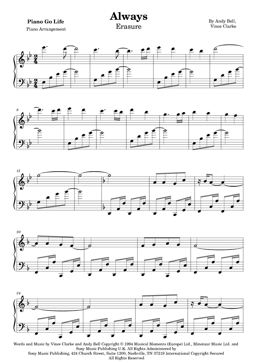 Always (arr. Piano Go Life)
