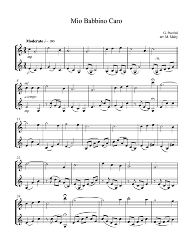 Mio Babbino Caro, arr. for violin duet (arr. Marion Maby)