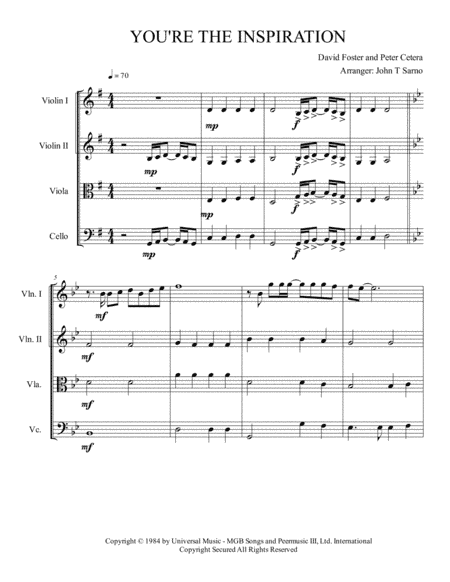 You're The Inspiration (arr. John T Sarno)