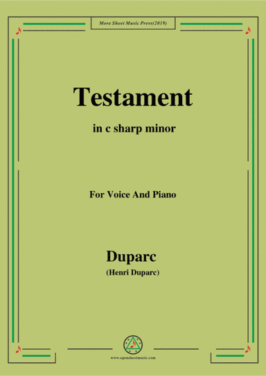 Duparc-Testament in c sharp minor (arr. MSM)